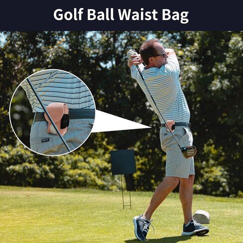 Golf Ball Waist Bag, Lightweight Golf Ball Case Waist Holder Bag, Leather Golf Bag, Golf Ball Storage Pocket Golf Tee Bag Utility Pouch Sports Accessories for Golfer in Saudi Arabia