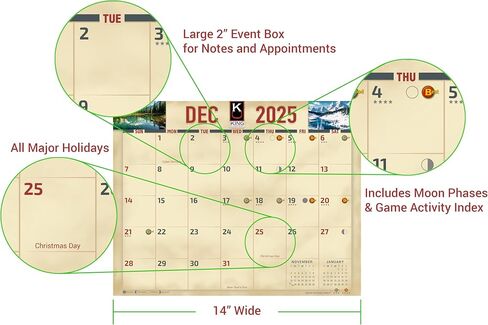 تقويم حائط للكلاب الرياضية لعام 2024 مقاس 16 شهرًا مقاس كبير جدًا 14 × 22، أفضل تقويم لكلاب الصيد من شركة KING-Monster Calendars in Saudi Arabia