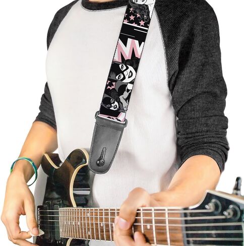 Buckle-Down Guitar Strap - SUPER BEE Logo/Stripes Black/Yellow/White - 2" Wide - 29-54" Length in Saudi Arabia