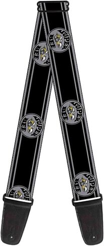 Buckle-Down Guitar Strap - SUPER BEE Logo/Stripes Black/Yellow/White - 2" Wide - 29-54" Length in Saudi Arabia