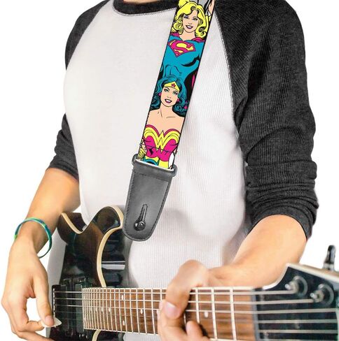 Buckle-Down Guitar Strap - SUPER BEE Logo/Stripes Black/Yellow/White - 2" Wide - 29-54" Length in Saudi Arabia