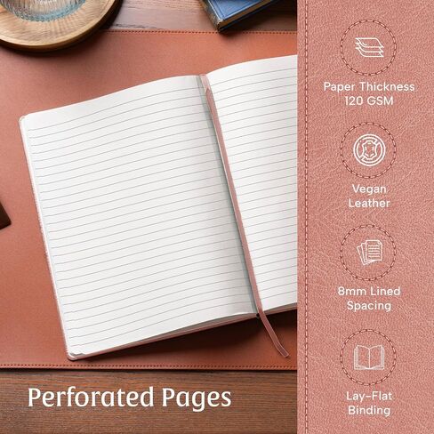 كتب Beechmore دفتر يوميات مبطن، 8.5 × 11.5 بوصة، A4 160 صفحة مبطنة، مجلات جلدية بغلاف مقوى للنساء والرجال والكتابة والدفاتر للعمل - ورق سميك 120 جرام في المتر المربع، صندوق هدايا متضمن in Saudi Arabia