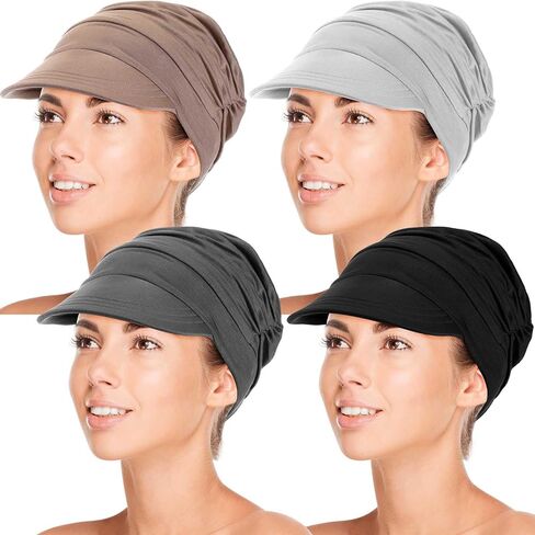4 عبوات من أغطية الرأس الناعمة للسرطان للنساء، قبعات كيميائية للرأس، قبعات كيميائية، عمامة للحجاب، قبعة بيسبول، قبعة صغيرة مترهلة للمرضى الذين يعانون من تساقط الشعر in Kuwait
