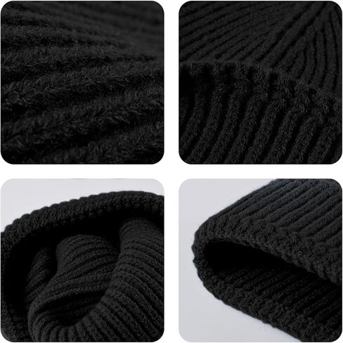 ZOORON 1&2 Unisex Thick Knitted Beanie for Men Women Cuffed Plain Hat Winter Slouchy Ski Beanies in Kuwait