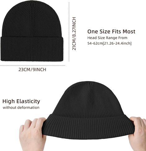 ZOORON 1&2 Unisex Thick Knitted Beanie for Men Women Cuffed Plain Hat Winter Slouchy Ski Beanies in Saudi Arabia