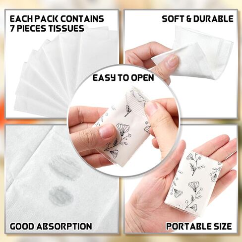 Yinder Pocket Tissues Bulk Travel Black Flower Wallet Tissues Mini Facial Tissues Bulk for Guests 3 Ply Facial Tissues for Wedding Graduation Bachelorette Celebration Travelling Party(100 Pcs) in Saudi Arabia