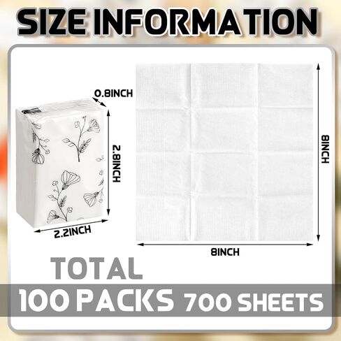 Yinder Pocket Tissues Bulk Travel Black Flower Wallet Tissues Mini Facial Tissues Bulk for Guests 3 Ply Facial Tissues for Wedding Graduation Bachelorette Celebration Travelling Party(100 Pcs) in Saudi Arabia