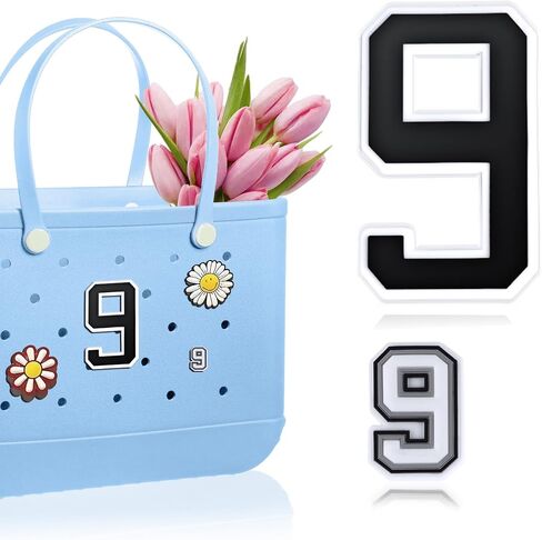 AIERSA 2Pcs Number Charms for Bogg Bag,0 to 9 Charm for Bogg Bag Accessories,Insert Charms Compatible with Bogg Bag and Simply Southern Bag Decorative for Beach Tote Bag Rubber Beach Bag in Saudi Arabia