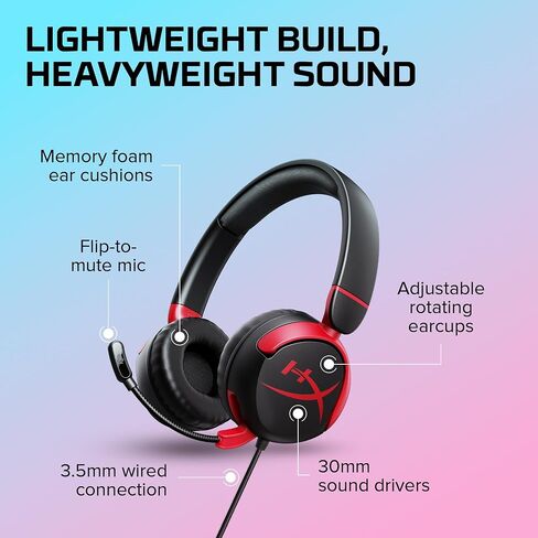 HyperX Cloud Mini - سماعة رأس سلكية متوافقة مع أجهزة الكمبيوتر الشخصية، وChromebook، وNintendo Switch، وأجهزة تحكم PlayStation، وأجهزة تحكم Xbox، والهواتف، وأجهزة الكمبيوتر المحمولة، والأجهزة اللوحية، ومستويات الصوت أقل من 85 ديسيبل، وصوت غامر، ومتعدد in Saudi Arabia