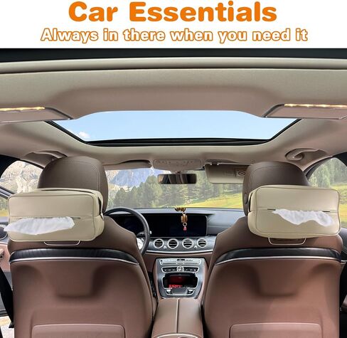 Large Car Tissue Holder for 120 Standard Tissues, Premium PU Leather Tissue Holder in Car Backseat Rectangular, Napkin Holder for Car Fits for Kleenex Tissues Box Daily Use (Black) in Saudi Arabia
