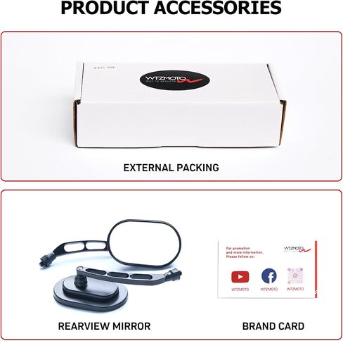 Motorcycle Sportster Mirrors M10 Rear View Mirrors Chrome - Compatible with Harley Davidson Road King Street Electra Glide Dyna Softail Road Glide Harley Davidson 1982-2019 2020 2021 2022 in Saudi Arabia