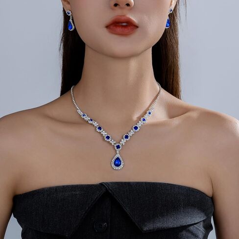 Dcfywl731 Purple Wedding Jewelry Set for Brides Bridesmaids Gold Rhinestone Necklace Earrings Set Crystal Bridal Jewelry Set for Wedding Engagement Party Prom Jewelry Set for Women Girls in Kuwait