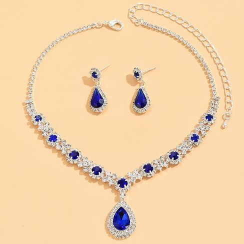 Dcfywl731 Purple Wedding Jewelry Set for Brides Bridesmaids Gold Rhinestone Necklace Earrings Set Crystal Bridal Jewelry Set for Wedding Engagement Party Prom Jewelry Set for Women Girls in Kuwait