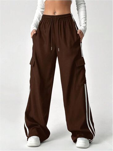 SOLY HUX Women's Baggy Wide Leg Sweatpants Drawstring High Waist Cargo Pants Streetwear in Saudi Arabia