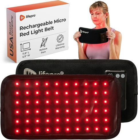 حزام العلاج بالضوء الأحمر من Lifepro - بالقرب من العلاج بالأشعة تحت الحمراء والعلاج بالضوء الأحمر للجسم، واسترخاء العضلات، وتقليل الالتهاب، وتحسين الدورة الدموية - العلاج بالأشعة تحت الحمراء أو جهاز العلاج بالضوء بالأشعة تحت الحمراء in Kuwait