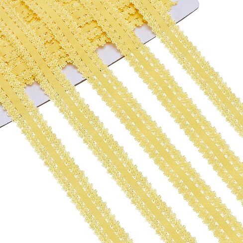 GORGECRAFT 22 Yards 7/8 Inch Elastic Edges Trimming Stretch Lace Trim Webbing Crocheted Lace Cord Ribbon for DIY Sewing Crafts Garment Embellishments Gift Wrapping, Light Yellow in Saudi Arabia