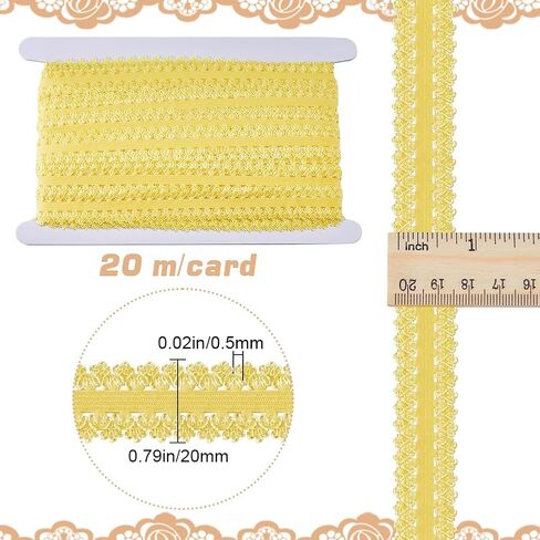 GORGECRAFT 22 Yards 7/8 Inch Elastic Edges Trimming Stretch Lace Trim Webbing Crocheted Lace Cord Ribbon for DIY Sewing Crafts Garment Embellishments Gift Wrapping, Light Yellow in Saudi Arabia