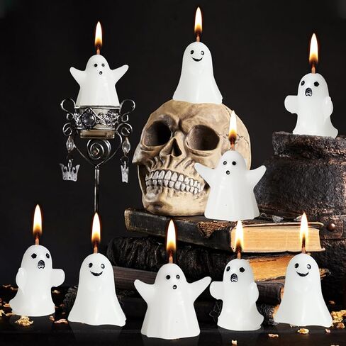 12pcs Mini Halloween Ghost Candles, Cute Halloween Decor Candles, Halloween Candles Decorations for Ghost Decor Home Decor Bedroom Party Room Table Pumpkin Halloween Gifts in Saudi Arabia