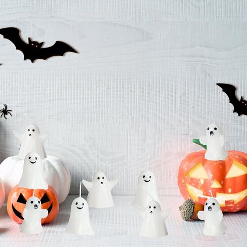 12pcs Mini Halloween Ghost Candles, Cute Halloween Decor Candles, Halloween Candles Decorations for Ghost Decor Home Decor Bedroom Party Room Table Pumpkin Halloween Gifts in Saudi Arabia