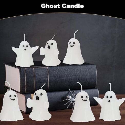 12pcs Mini Halloween Ghost Candles, Cute Halloween Decor Candles, Halloween Candles Decorations for Ghost Decor Home Decor Bedroom Party Room Table Pumpkin Halloween Gifts in Saudi Arabia