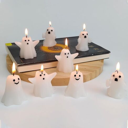 12pcs Mini Halloween Ghost Candles, Cute Halloween Decor Candles, Halloween Candles Decorations for Ghost Decor Home Decor Bedroom Party Room Table Pumpkin Halloween Gifts in Saudi Arabia