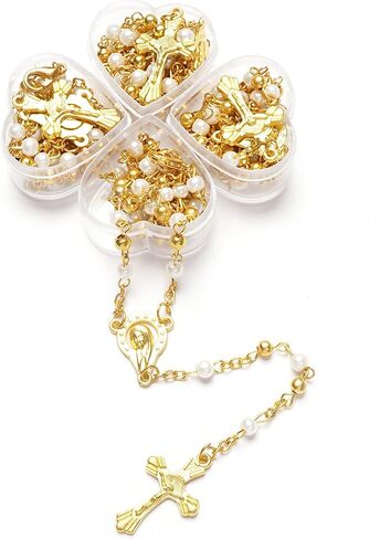 12 pcs Our Lady of Guadalupe with Cross Rosaries in Heart-shaped box Recuerdos de Bautizo Quinceanera Sweet 15 Birthday Party Favor for Boy or Girl (Pink Silver) in Saudi Arabia