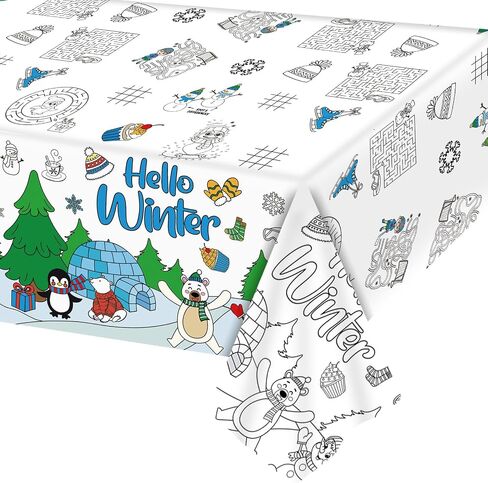 53.9x107.8 Inch Happy Birthday Coloring Tablecloth for Kids Giant Coloring Poster Large Huge Birthday Poster Table Cloth Party Decoration Color Page Sheets Book Crafts Activity for Gift Wall Classroom in Saudi Arabia