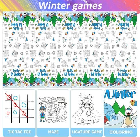 53.9x107.8 Inch Happy Birthday Coloring Tablecloth for Kids Giant Coloring Poster Large Huge Birthday Poster Table Cloth Party Decoration Color Page Sheets Book Crafts Activity for Gift Wall Classroom in Saudi Arabia