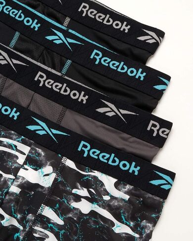 Reebok Men's Underwear - Performance Boxer Briefs (4 Pack), Size X-Large, Black/Blackened Pearl/Black/Print in Saudi Arabia