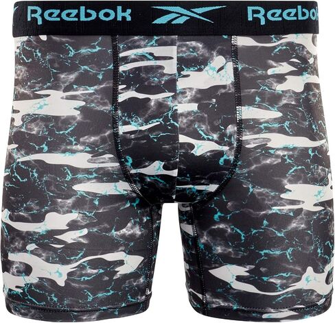 Reebok Men's Underwear - Performance Boxer Briefs (4 Pack), Size X-Large, Black/Blackened Pearl/Black/Print in Saudi Arabia