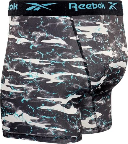 Reebok Men's Underwear - Performance Boxer Briefs (4 Pack), Size X-Large, Black/Blackened Pearl/Black/Print in Saudi Arabia