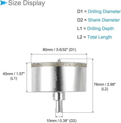 Diamond Hole Saws Drill Bits, 68mm / 2-5/8" Drilling Diameter, White Zinc Plated with Center Guide Drill Bit - (Applications: for Glass Ceramic Tiles Marble Stone) in Saudi Arabia