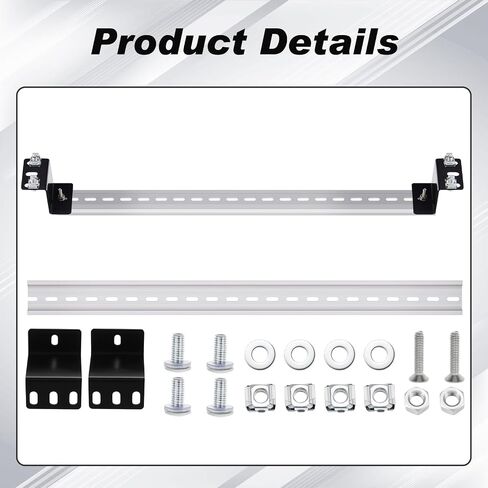 Zonon 2 Pcs DIN Rail Mounting Bracket 17 in Long 35 mm Wide 7.5 mm High Slotted Aluminum DIN Rail Kit Dresser Mirror Brackets with Screws Hardware for Components Mounting in Saudi Arabia