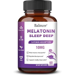 Advanced Sleep Melatonin 10mg with L-Theanine, Magnesium, Chamomile and Lemon Balm, Nighttime Sleep Aids for Adults, Maximum Strength Dosage Supports Deep Restful, 60 Day Supply