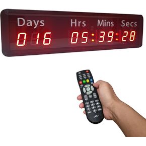 Days Countdown Clock 1000 Days Countdown-up Timer w/Remote Ideal Days Countdown for Retirement Wedding Events Size 13.4x3.7in. Wall Mount