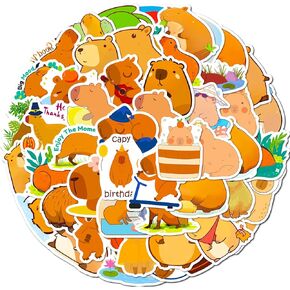 100PCS Cartoon Stickers, Lifany Rainbow and Capybara Stickers Pack for Adults, Kids, Waterproof and Aesthetic Vinyl Stickers for Water Bottle, Laptop, Phones, Skateboard, Black Cat Decor Decal