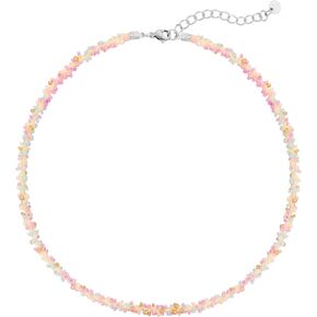 Y2K Kawaii Cutecore Pink Aesthetic Layerring Beaded Flower Choker Necklace for Girls, Summer Beach Necklaces Jewelry Accessories Gifts for Women Teen Girls Trendy Stuff