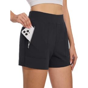 MAGCOMSEN Women's 4" High Waisted Hiking Golf Shorts 4 Pockets Ladies Comfy Summer Outdoor Casual Athletic Shorts