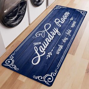 Laundry Room Rug Runner 17.7" x45" Beige Non Slip Laundry Rugs Washable Floor Laundry Mats Farmhouse Decor for Laundry Room, Mudroom, Kitchen, Washroom, Bathroom, Hallway Entryway
