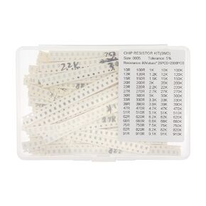 80 Values x 25 Pieces, Total 2000 Pieces, 0805 5% SMD Surface Mount Thick Film Chip Resistor Kit