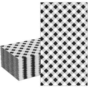 DYLIVeS Yellow Gingham Napkins, 80 Pack Yellow and White Checkered Guest Towel Plaid Party Napkins Disposable Paper Hand Towels for Luncheon, Dinner, Picnic, Birthday, Easter, Graduation Party, 3-Ply