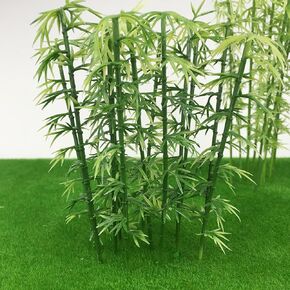 Model Miniature Bamboo Trees, 100PCS Green Plastic Bamboo Trees, 5 Sizes Artificial Model Plants, for Miniature Landscape