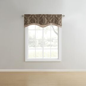 Stylemaster Renaissance Home Fashion Darby Layered Scalloped Valance with Cording, Ivory, 50 by 17-Inch