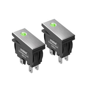 QTEATAK KCD3 DPST Boat Rocker Switch, Green LED White Metal Panel Boat Rocker Toggle Switch, On/Off 4-Pin 2-Position Snap AC 250V Ith:16A, 2Pack