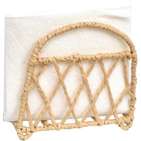 Rustic Farmhouse Rattan Wicker Cocktail Table Napkin Dispenser Holder for Dining Room