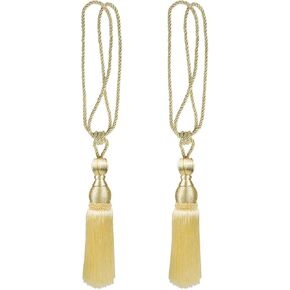Andux 1 Pair Curtain tie Back Tassel Curtain Rope Tiebacks for Home Decoration CLGQ-02 (Beige)