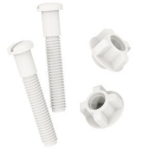 RAVINE Toilet Seat Hinge Replacement Bolts - White Plastic Toilet Seat Screws with Nuts for Top Mount Toilet Seat Hinges - 3/8" x 2-1/2" Universal Toilet Seat Bolts for Most Toilets - 2 Pack
