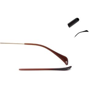 2 Pairs Eyeglass End Tips Ear Sock Pieces Tube Eyewear Anti-Slip Plastic Cement Comfort Replacement Tips Metal Eyeglass Legs (Brown)