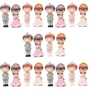EXCEART 10 Pairs Doll Ornaments Lover Figurine Mini Figures Wedding Bride Groom Figurines Miniatures Bridal Bride Cake Decor PVC Boy Girl Modeling Bridegroom