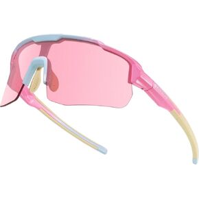MOTIONVIEW Sports Sunglasses Outdoor UV400 Bubblegum Pink Men Women Cycling Surfing Running Fishing Sports Lighter Lenses